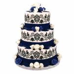 the only version of a damask available on buttercream icing. Adding satin ribbons for accent colors